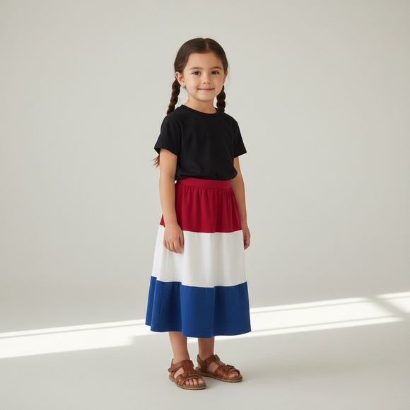 Mom and Pop’s Kids Other - Skirt Girl 4 100% Cotton Colorful Colorblock‎ Tiered Maxi Skirt Mom & Pop’s Kids